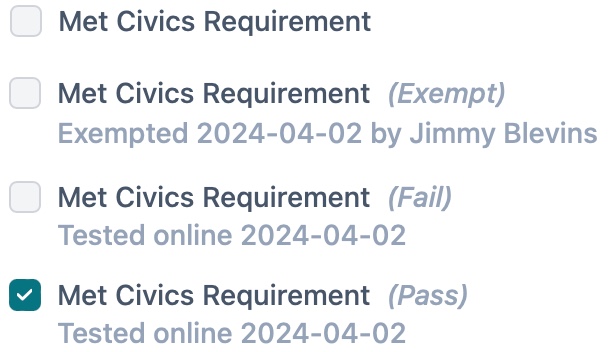 screenshot student met civics requirement