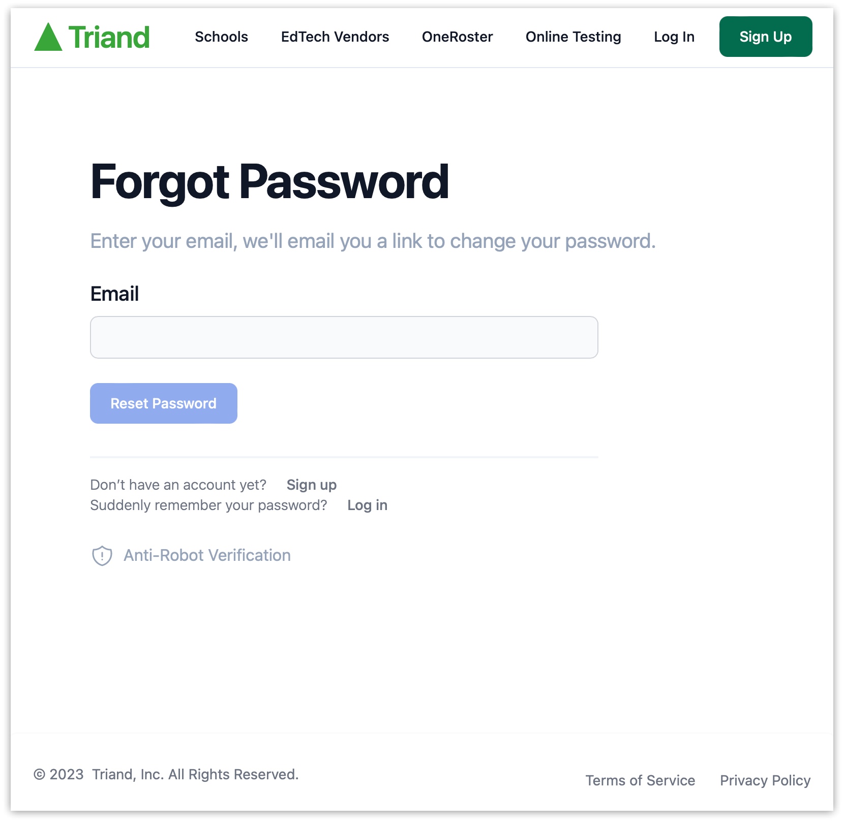 screenshot forgot password